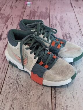 Nike Basketball Sneakers in Green, Cream & Orange